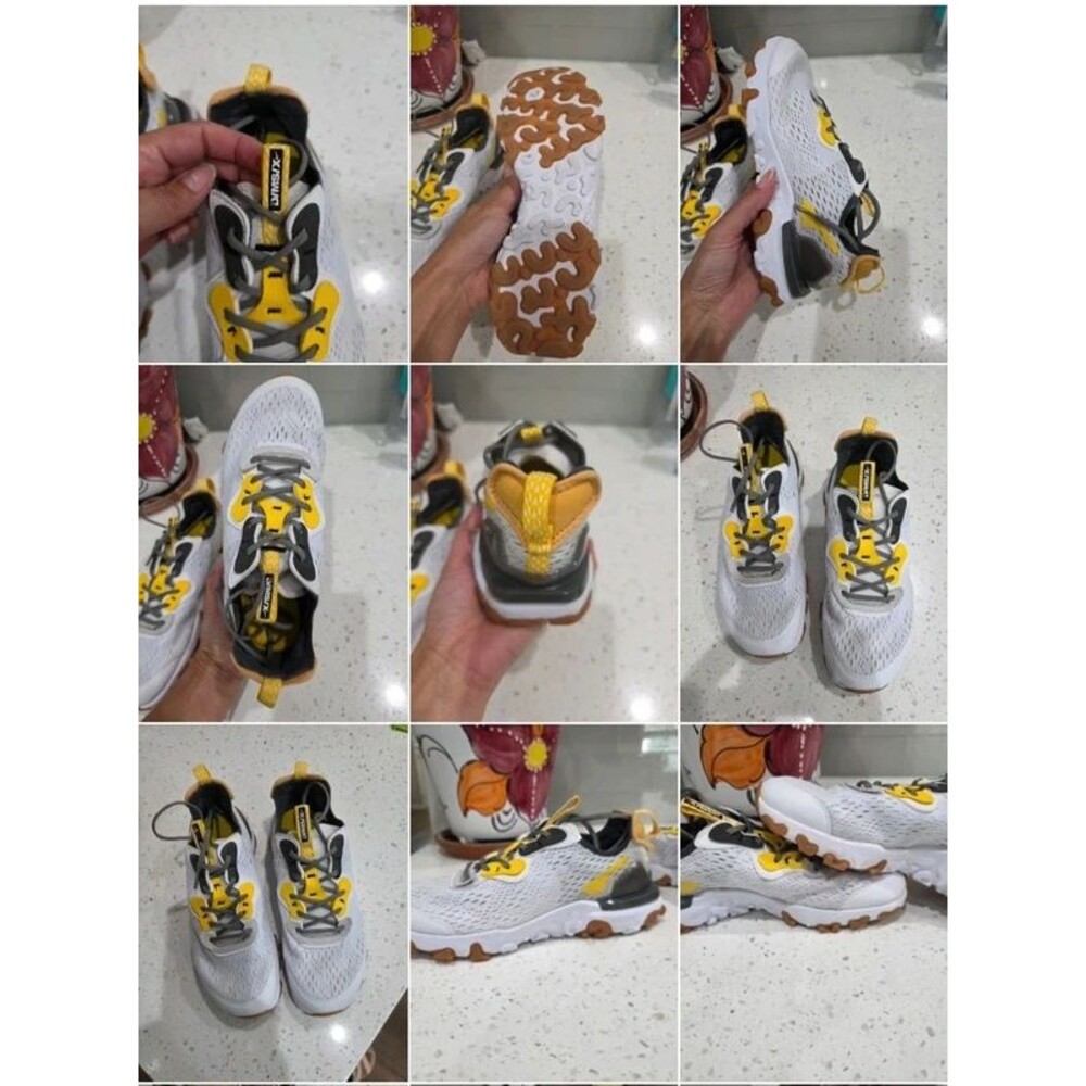 Nike React Vision D/MS/X White Yellow Sneakers Size 5/5Y Women 7